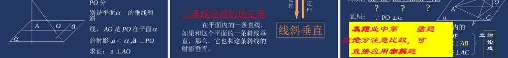 三垂线定理及其逆定理 江苏省高二数学立体几何直线与平面单元全部系列课件 人教版 江苏省高二数学立体几何直线与平面单元全部系列课件 人教版