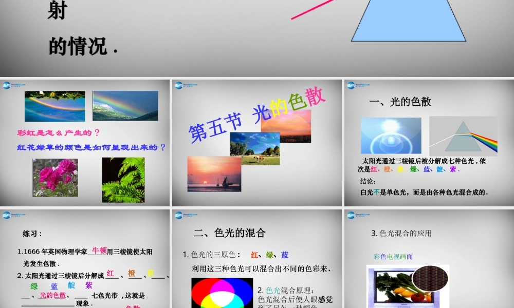 八年级物理上册 4.5 光的色散课件5 (新版)新人教版 课件