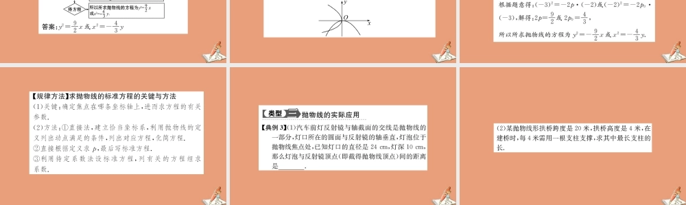 数学 第二章 圆锥曲线与方程 2.4.1 抛物线及其标准方程教学课件 新人教A版选修2 1 课件