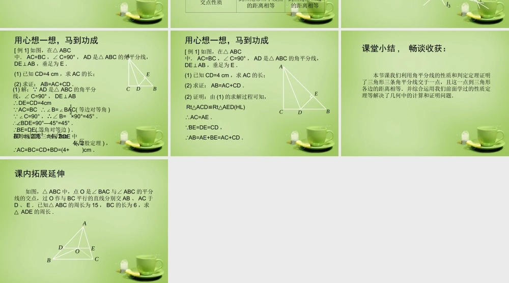 中学八年级数学下册 1.4 角平分线课件2 (新版)北师大版 课件