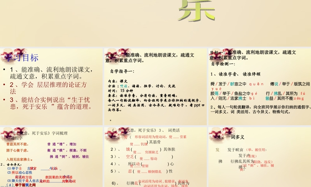 九年级语文下册 18(孟子)两章(生于忧患，死于安乐)课件 (新版)新人教版 课件
