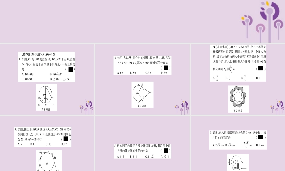九年级数学下册 周周测(10)作业课件 (新版)湘教版 课件