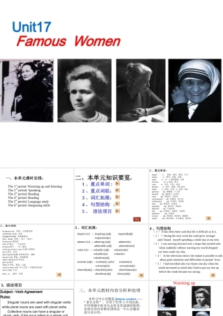 人教版高一英语Unit17 Famous women 课件