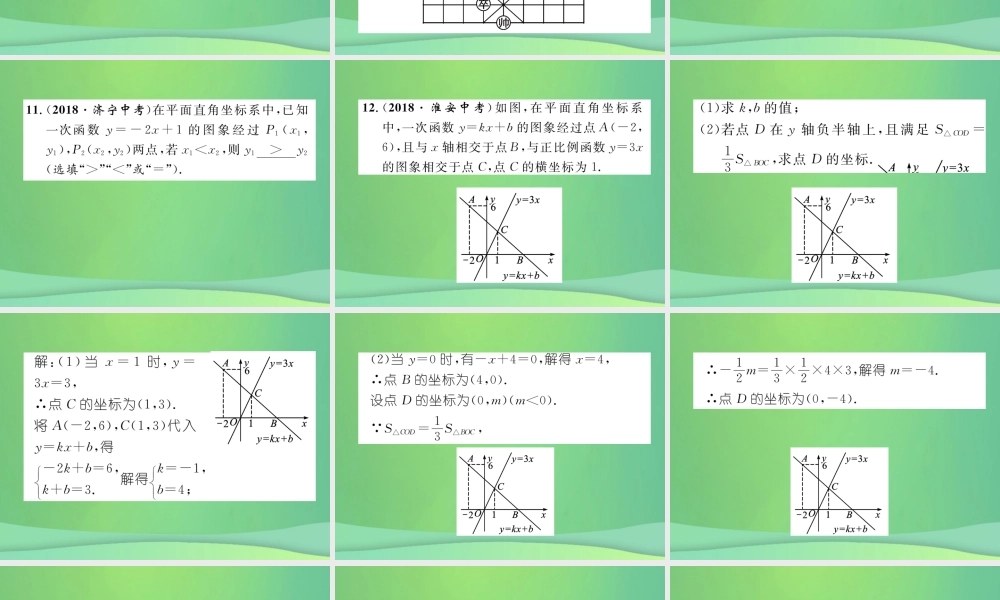 中考数学复习 第3章 函数及其图象 第10课时 一次函数(精练)课件