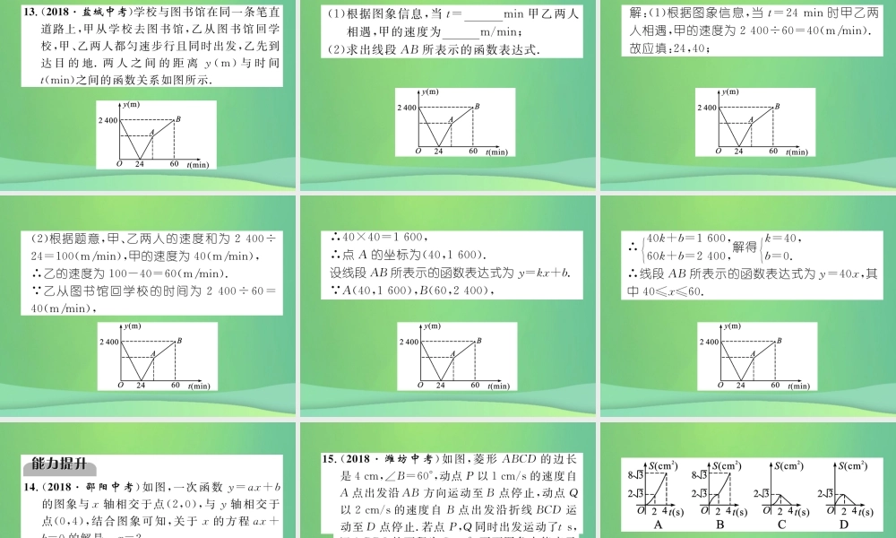 中考数学复习 第3章 函数及其图象 第10课时 一次函数(精练)课件
