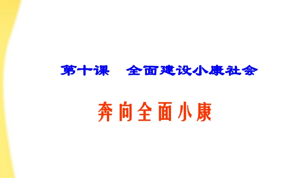 九年级政治 第十课全面建设小康社会课件 陕教版 课件