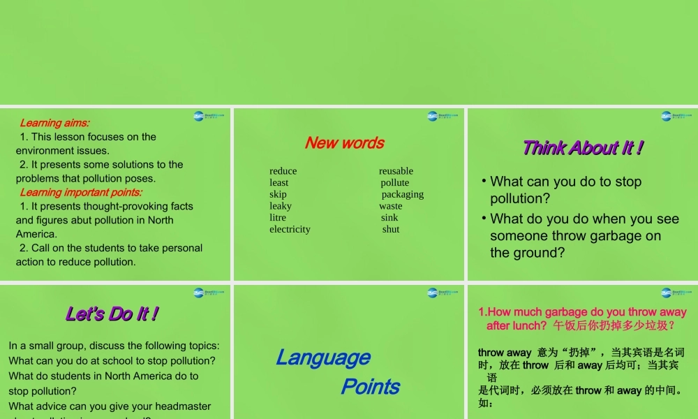 八年级英语下册 Unit 8 Lesson 44 Environment Clubs课件 (新版)冀教版 课件