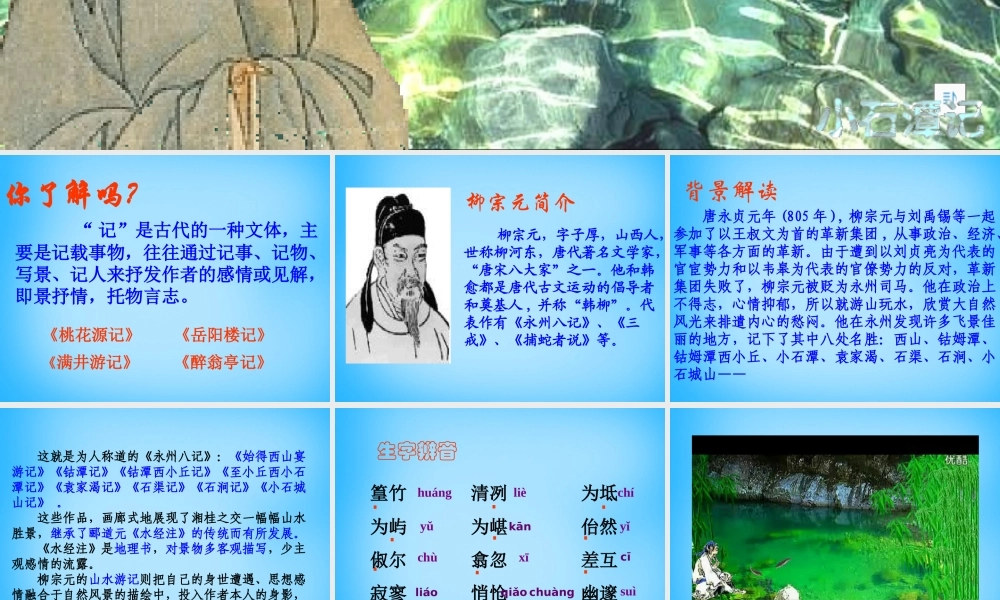初级八年级语文下册 26 小石潭记课件 (新版)新人教版 课件