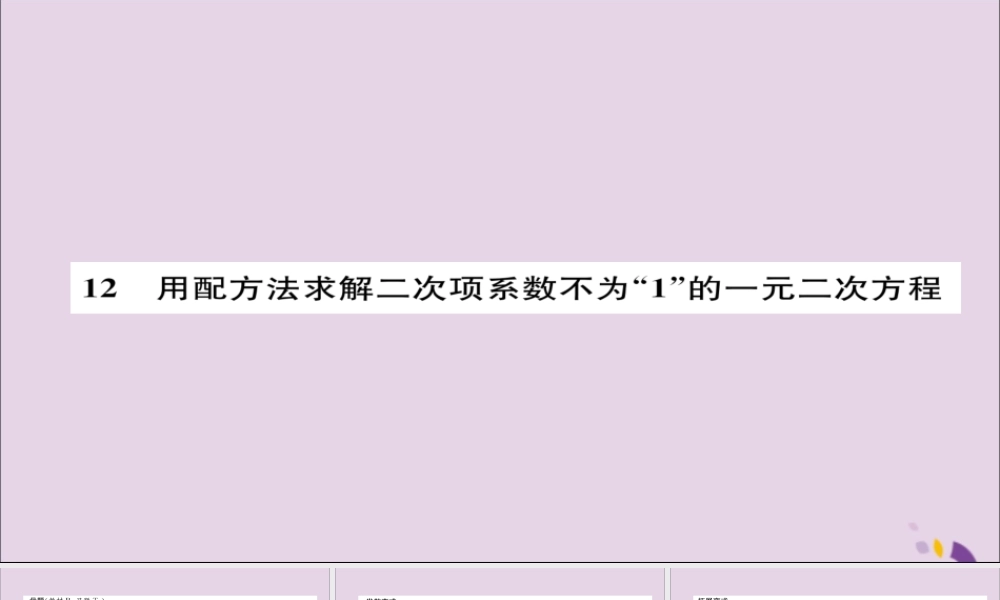 九年级数学上册 第二章 一元二次方程 用配方法求解二次项系数不为 1 的一元二次方程(练习手册)课件 (新版)北师大版 课件