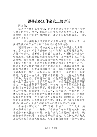 领导在织工作会议上的讲话
