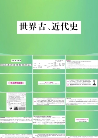 中考历史复习 第一篇 教材系统复习 4 世界古、近代史 第五学习主题 第二次工业革命与社会巨变及近代的科学与文艺讲解课件