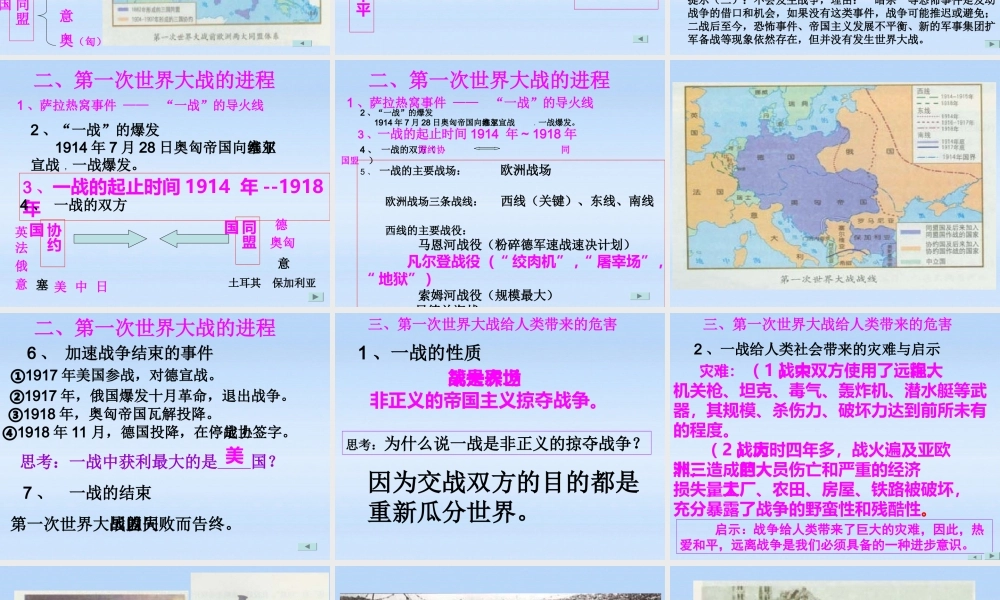 九年级历史下册 第8课(第一次世界大战的进程及结果)课件 华东师大版 课件