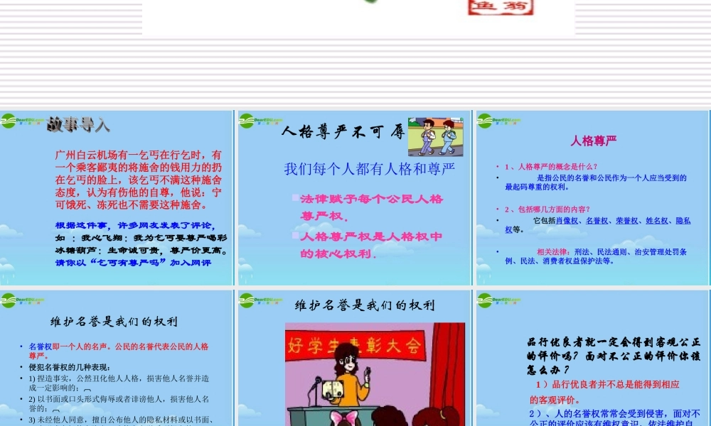 八年级政治下册 人人享有人格尊严权课件 人教新课标版 课件