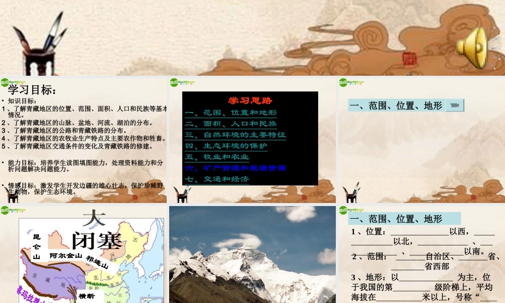 八年级地理上册 第三节青藏地区课件 湘教版 课件