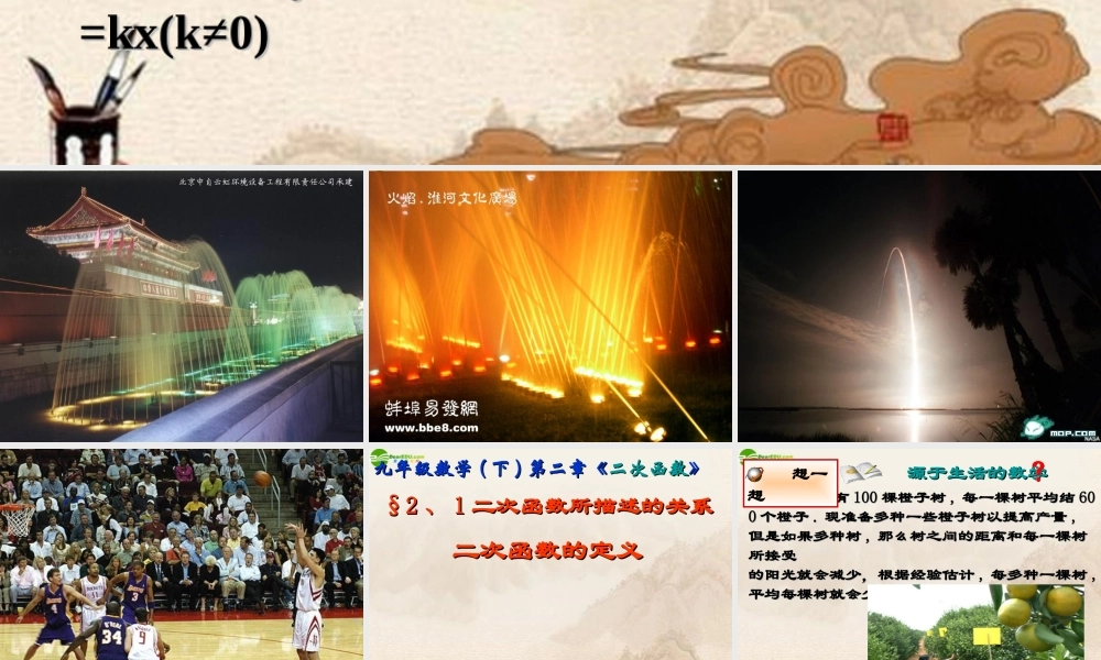 九年级数学下册 第二章(二次函数)课件 北师大版 课件