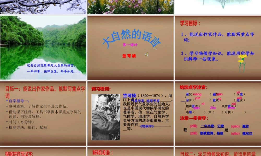 八年级语文上册 16(大自然的语言)(第1课时)课件 (新版)新人教版 课件