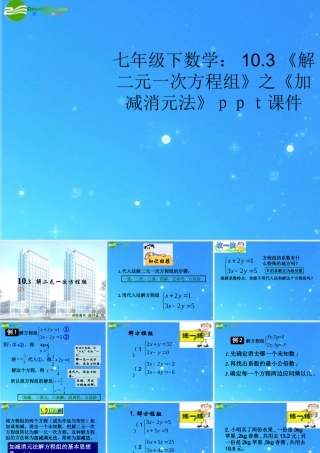 七年级数学下册 10.3(解二元一次方程组)之(加减消元法)课件 苏科版 课件