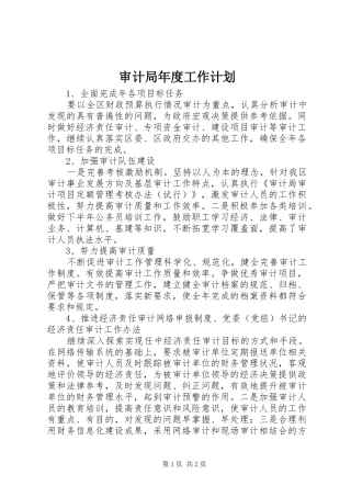 审计局年度工作计划