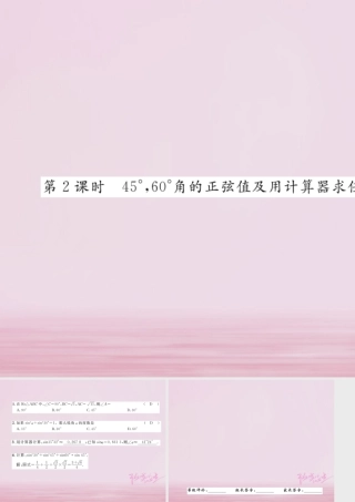 九年级数学上册 41 正弦和余弦(第2课时)45°，60°角的正弦值及用计算器求任意锐角的正弦值练习课件 (新版)湘教版 课件