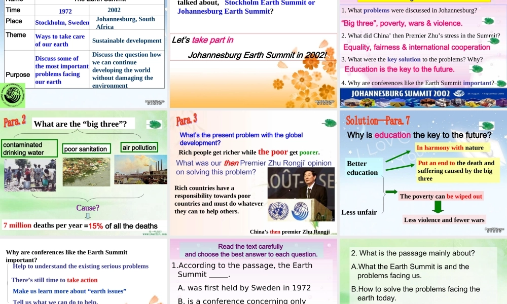 北京地区高二英语Unit9 Saving the earth课件 新课标 人教版 课件