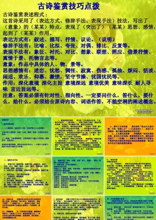 人教版高一语文古诗鉴赏技巧点拨 课件