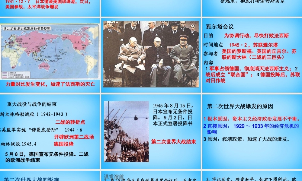 中考历史第一轮考点冲刺复习 九下 第三单元 第二次世界大战课件 新人教版 课件