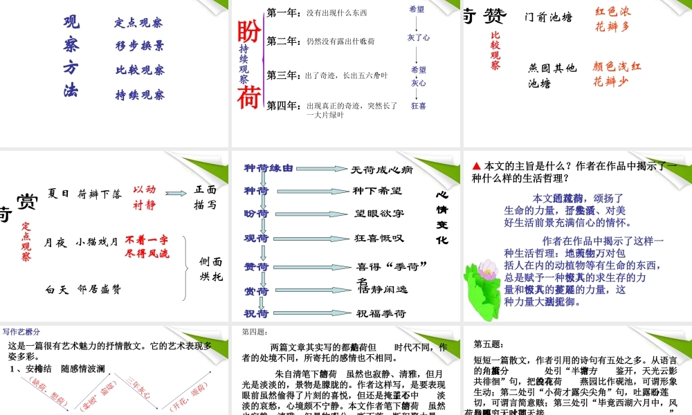 八年级语文上册(清塘荷韵)课件 苏教版 课件