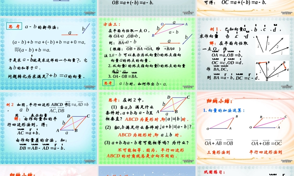 上学期北京市清华附中高一数学向量的加法与减法二 课件