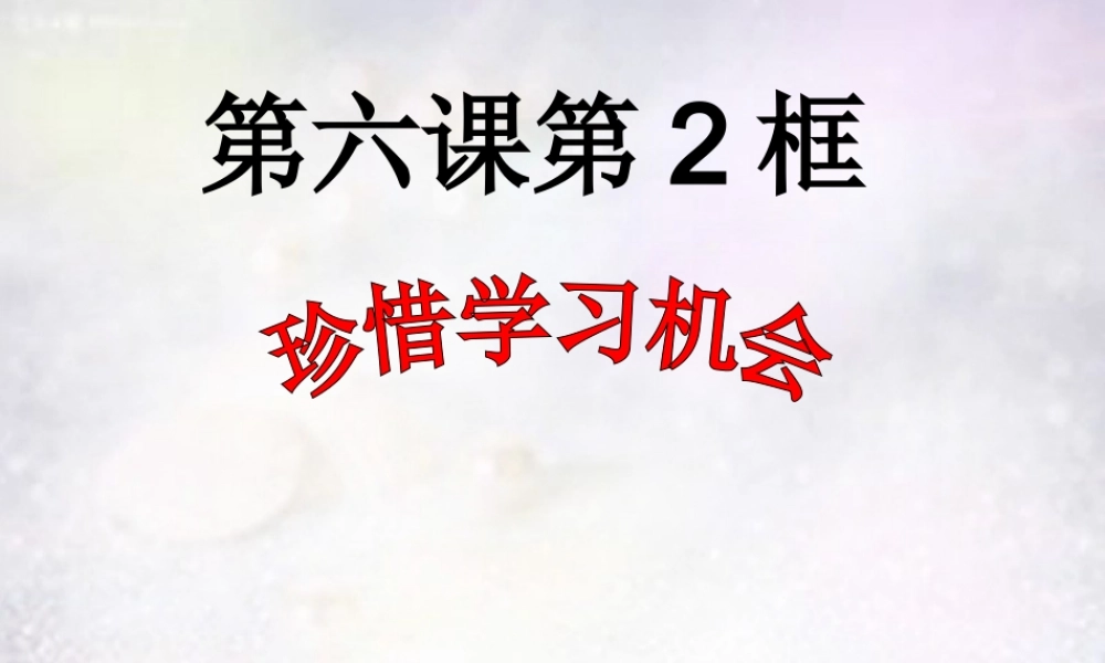 八年级政治下册 第六课 第2框 珍惜学习机会课件 新人教版 课件