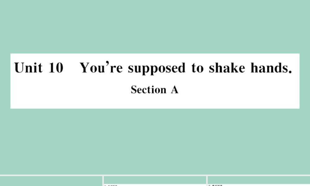 九年级英语全册 Unit 10 You re supposed to shake hands Section A(小册子)作业课件 (新版)人教新目标版 课件