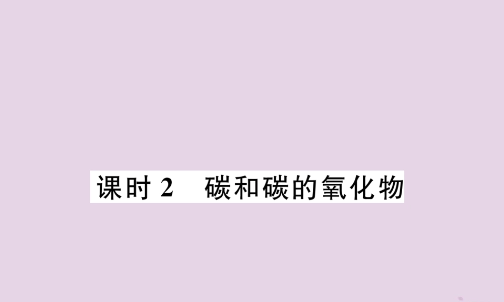 中考化学总复习 第1编 主题复习 模块1 身边的化学物质 课时2 碳和碳的氧化物(精练)课件