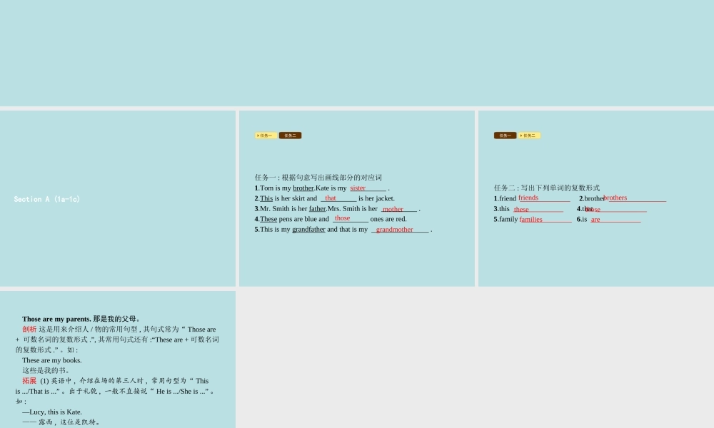 七年级英语上册 Unit 2 This is my sister(第1课时)课件 (新版)人教新目标版 课件