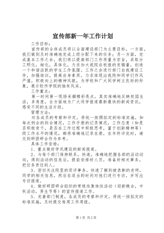 宣传部新一年工作计划