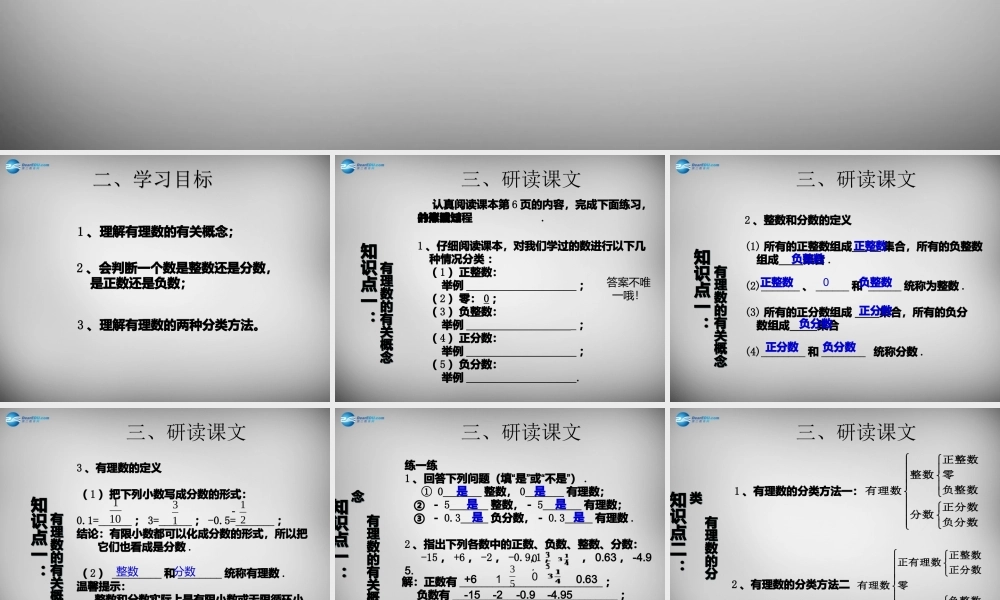 广东省怀集县七年级数学上册 1.2.1 有理数课件 (新版)新人教版 课件