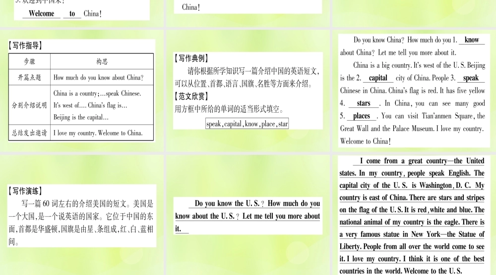 七年级英语上册 Unit 8 Countries around the World写作指导与演练课件 (新版)冀教版 课件