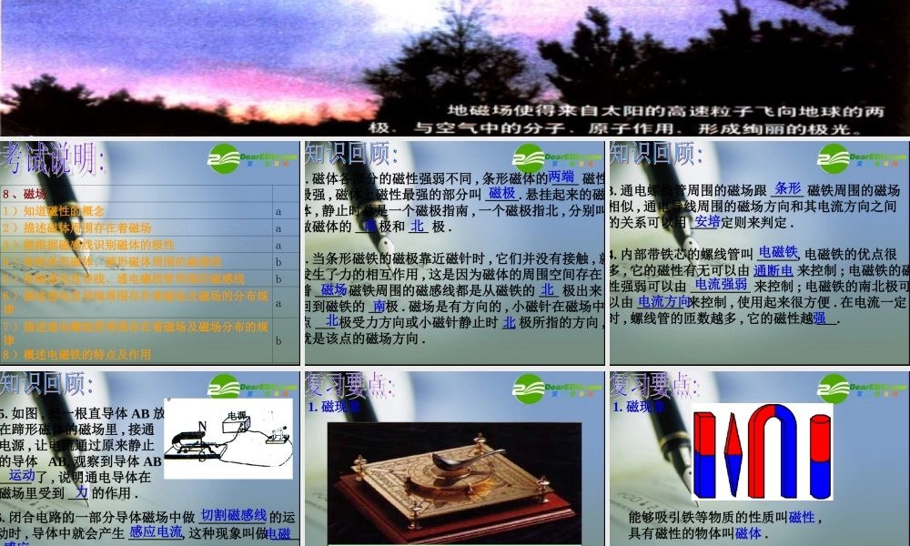 九年级物理中考 磁场第一轮复习课件浙教版 课件