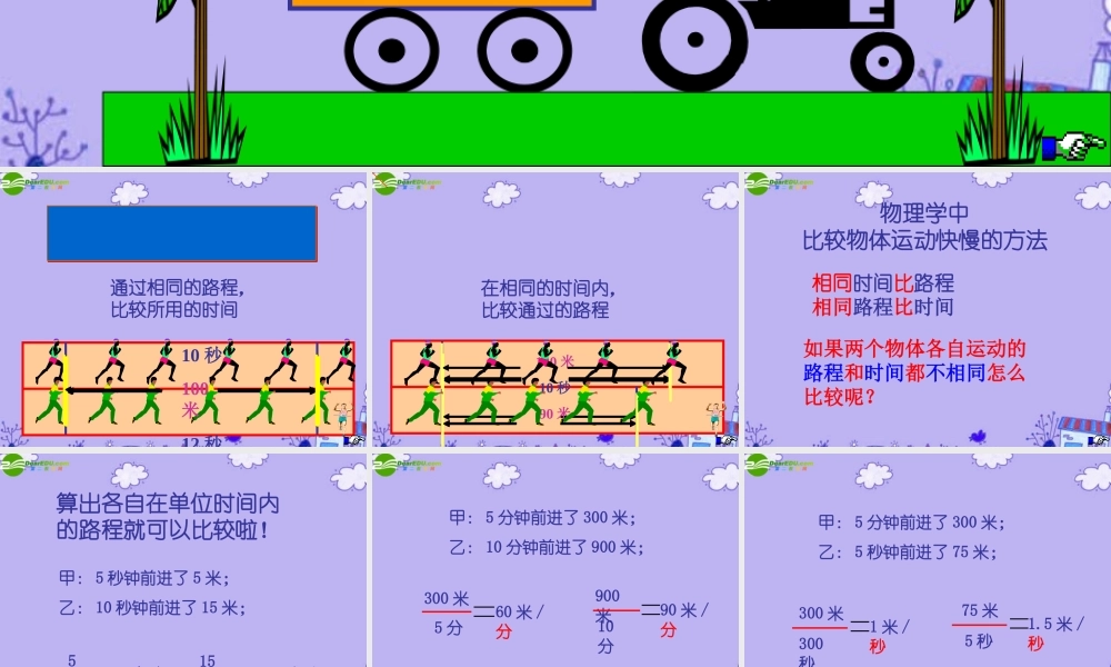 八年级物理下册 怎样比较运动的快慢课件 沪粤版 课件