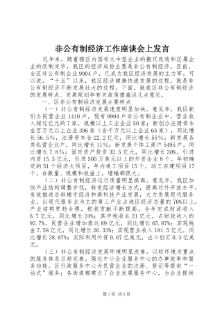 非公有制经济工作座谈会上发言