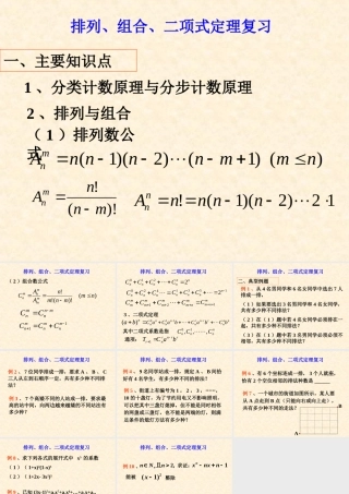 排列、组合、二项式定理复习 人教版 课件