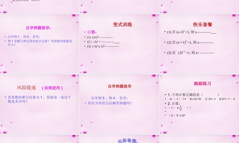 七年级数学下册 11.6零指数幂与负整数指数幂课件 (新版)青岛版 课件