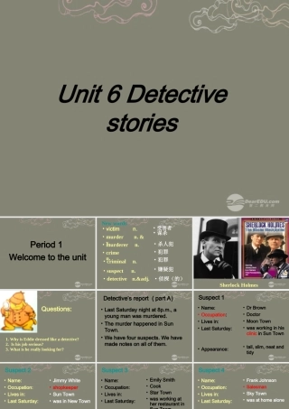 九年级英语上册 Unit 6(Detective stories)Welcome to the unit课件 牛津译林版 课件