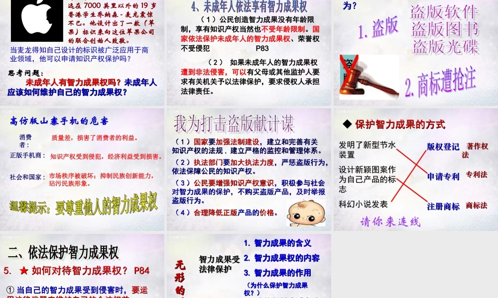 八年级政治下册 第七课 第3框 无形的财产课件1 新人教版 课件