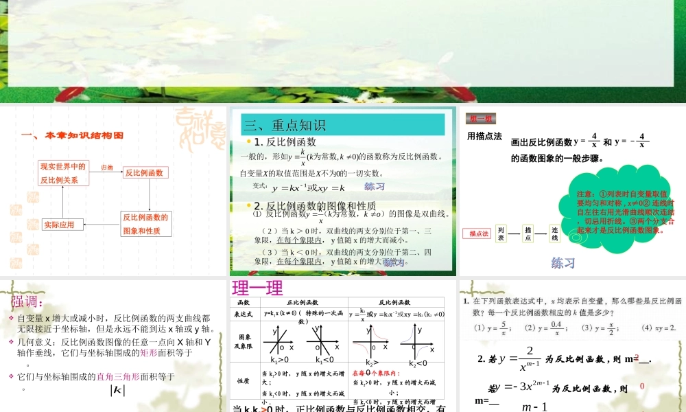 九年级数学上册 反比例函数原创复习课课件 北师大版 课件