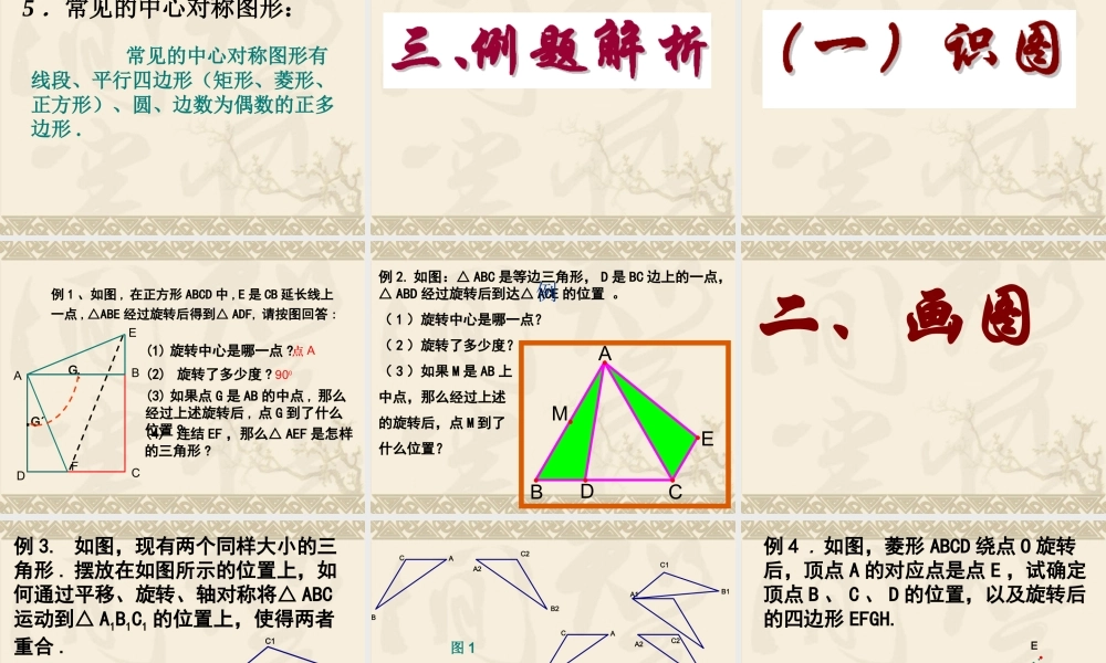 九年级数学中考复习专题 图形的旋转 PPT课件