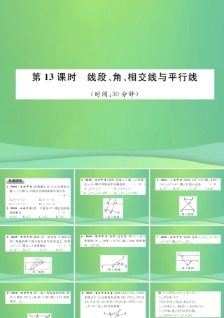 中考数学复习 第4章 图形的性质 第13课时 线段、角、相交线与平行线(精练)课件