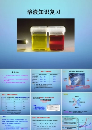 中考化学 溶液知识复习课件 沪教版 课件