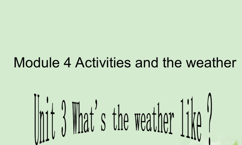 七年级英语上册 预备篇Starter Module 4 Unit 3 What s the weather like in summer课件2 外研版 课件