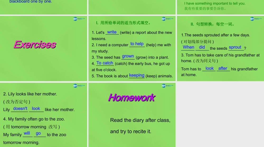 八年级英语下册 Unit 2 lesson 12 Danny's Plant课件 (新版)冀教版 课件