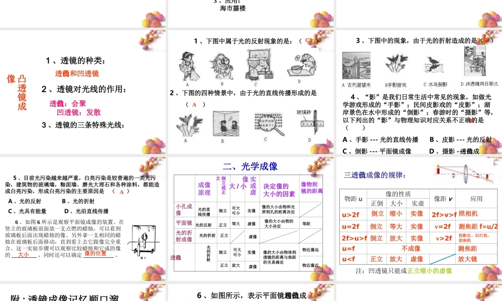 八年级物理 多彩的光复习课件 沪科版 课件