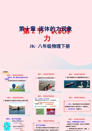春八年级物理下册 10.2认识浮力课件1 (新版)教科版 课件